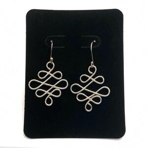 Sterling Silver Dangle Earrings Scroll Design